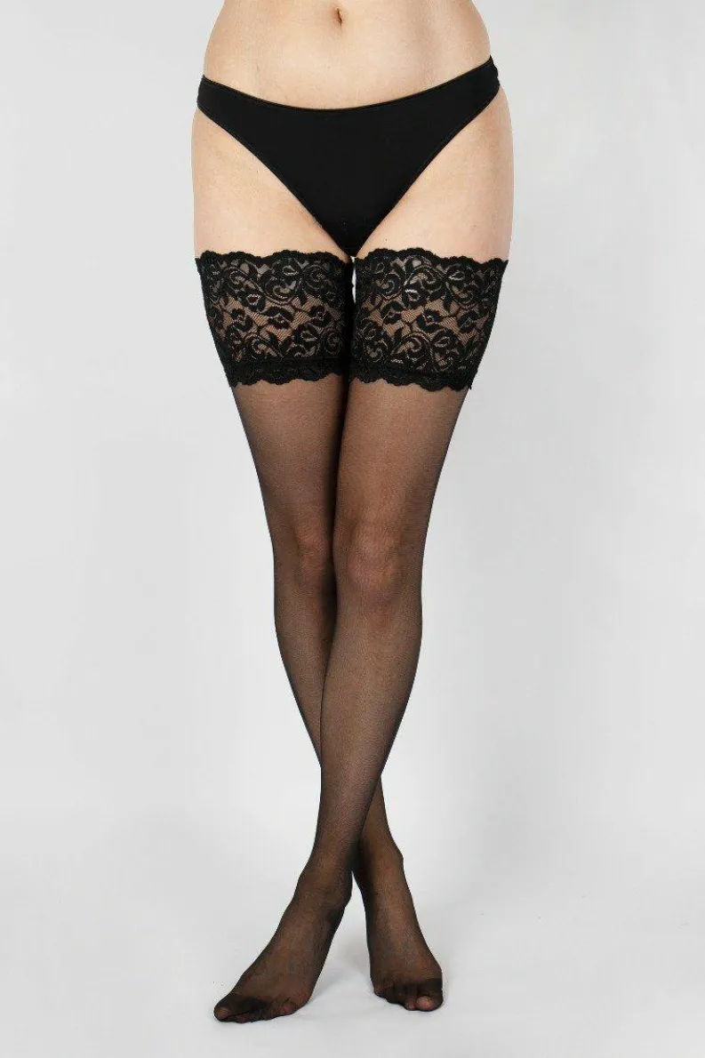 Tights & Socks|Tights & Socks*Aristoc 10 Denier Sensuous Lace Top Hold Ups - Black