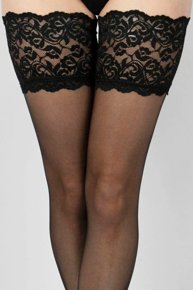 Tights & Socks|Tights & Socks*Aristoc 10 Denier Sensuous Lace Top Hold Ups - Black