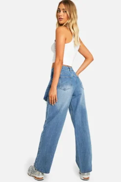 Up To 80% Off Winter Warmers|Denim*boohoo 2 In 1 Skirt Overlay Detail Denim Jeans washed indigo