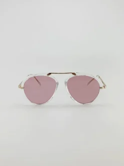 Sunglasses*SVNX 2 Pack Aviator Style Sunglasses with Coloured Lenses Cream