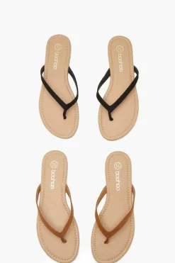 Flats|Sandals*boohoo 2 Pack Basic Flip Flops black