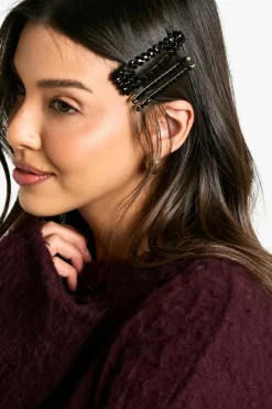 Hair Accessories*boohoo 2 Pack Diamante Hair Clips black
