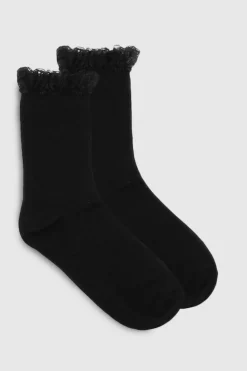 Tights & Socks|Tights & Socks*boohoo 2 Pack Ribbed Sock With Lace Trim black