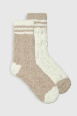 Tights & Socks|Tights & Socks*boohoo 2 Pack Cable Knit Stripe Detail Slouchy Socks multi