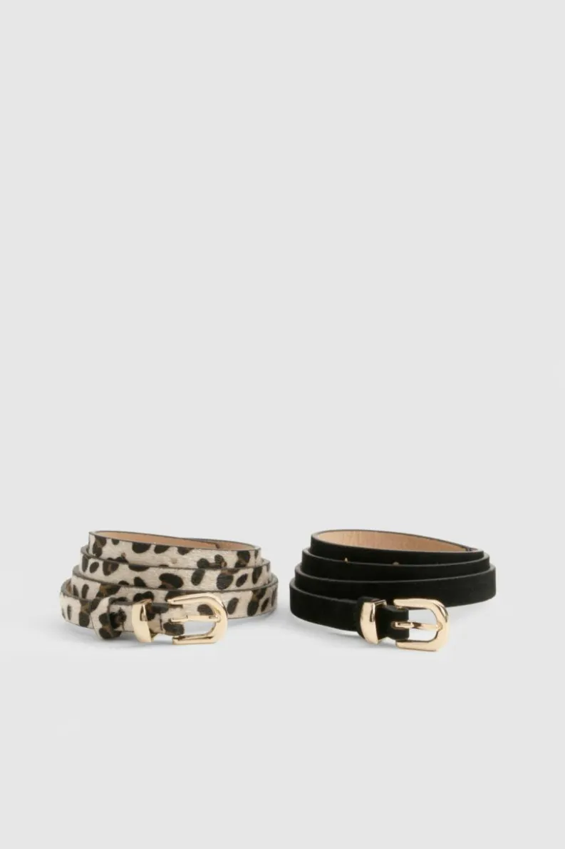Belts*boohoo 2 Pack Leopard And Suedette Belt black