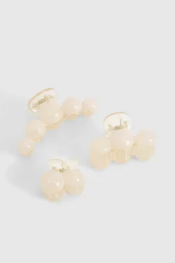 Hair Accessories*boohoo 3 Pack Marble Hair Claw Clips ivory