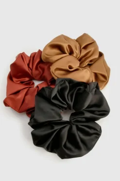 Hair Accessories*boohoo 3 Pack Satin Oversized Scrunchie multi