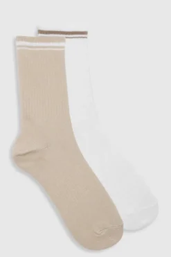 Tights & Socks|Tights & Socks*boohoo 2 Pack Tonal Stripe Socks cream