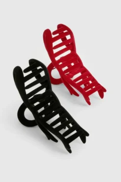 Hair Accessories*boohoo 2 Pack Velvet Bow Hair Clips multi