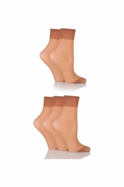 Tights & Socks|Tights & Socks*SOCKSHOP 5 Pair 15 Denier Ankle Highs Beige