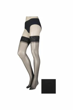 Tights & Socks|Tights & Socks*SOCKSHOP 1 Pair 10 Denier Classic Nylon Lace Top Hold Ups Black