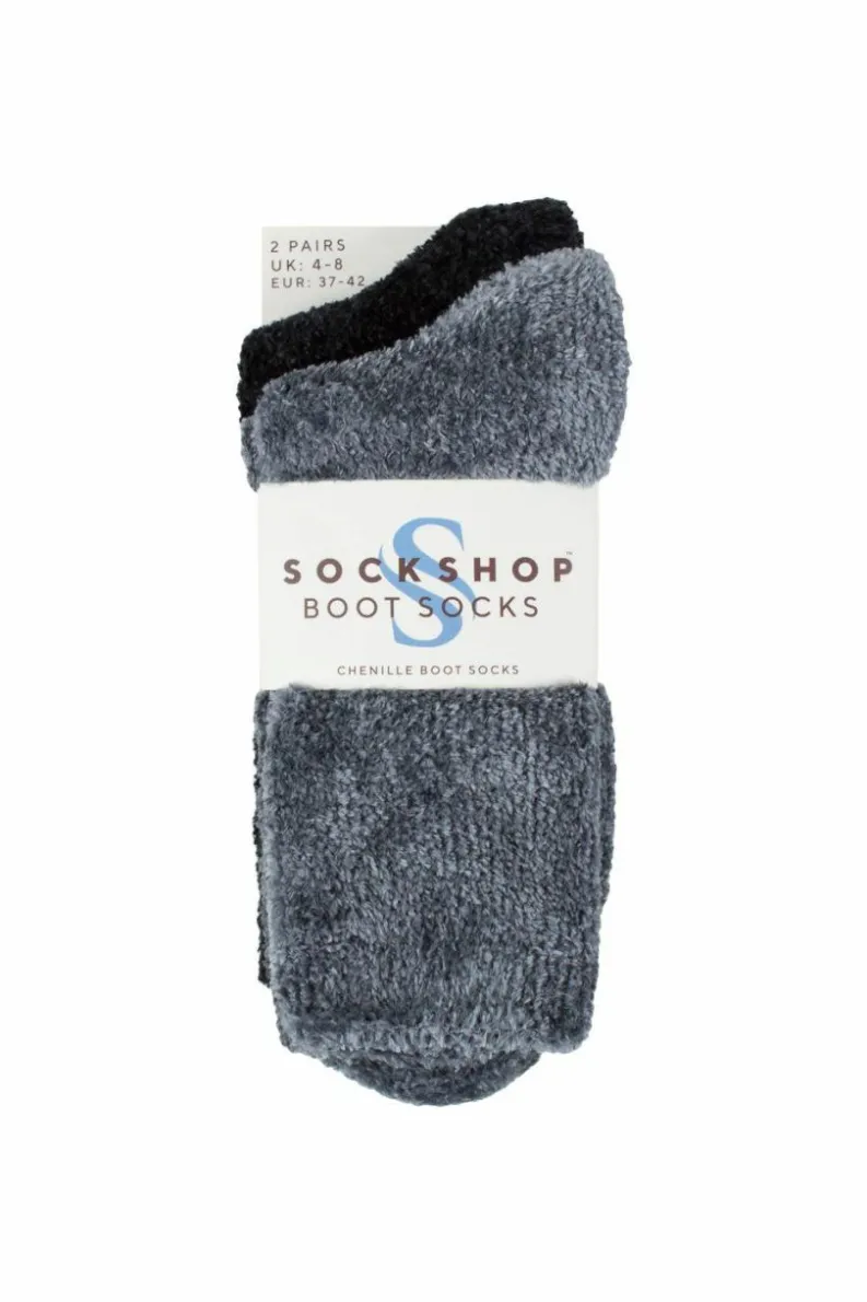 Tights & Socks|Tights & Socks*SOCKSHOP 2 Pair Chenille Boot Socks Blue