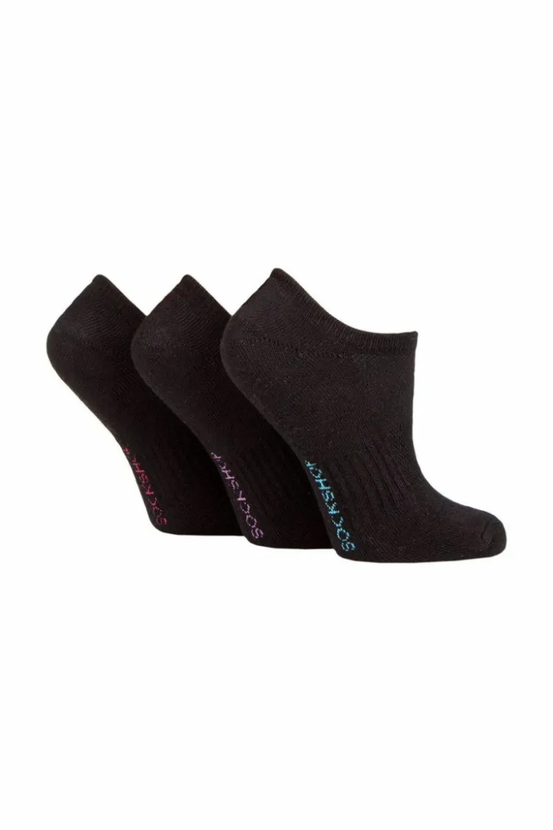 Tights & Socks|Tights & Socks*SOCKSHOP 3 Pair Half Cushioned Bamboo No Show Socks Black