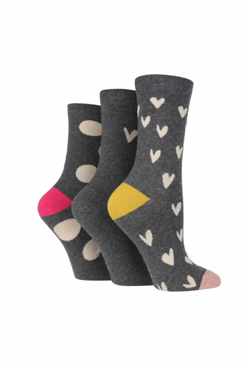 Tights & Socks|Tights & Socks*Caroline Gardner 3 Pair Pack Fashion Crew Socks Grey