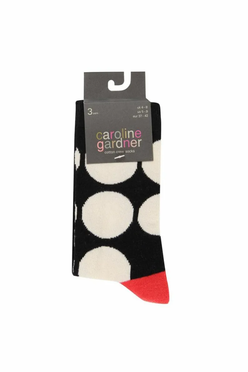 Tights & Socks|Tights & Socks*Caroline Gardner 3 Pair Pack Fashion Crew Socks Black