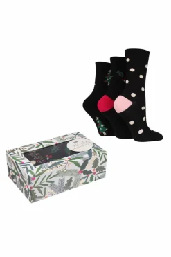 Tights & Socks|Tights & Socks*Caroline Gardner 3 Pair Pack Gift Box of Festive Crew Socks Black