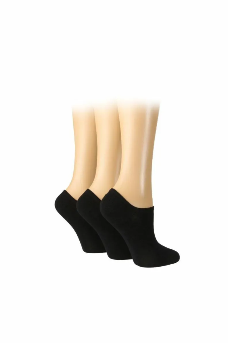Tights & Socks|Tights & Socks*Caroline Gardner 3 Pair Pack Plain Trainer Liner Socks Black