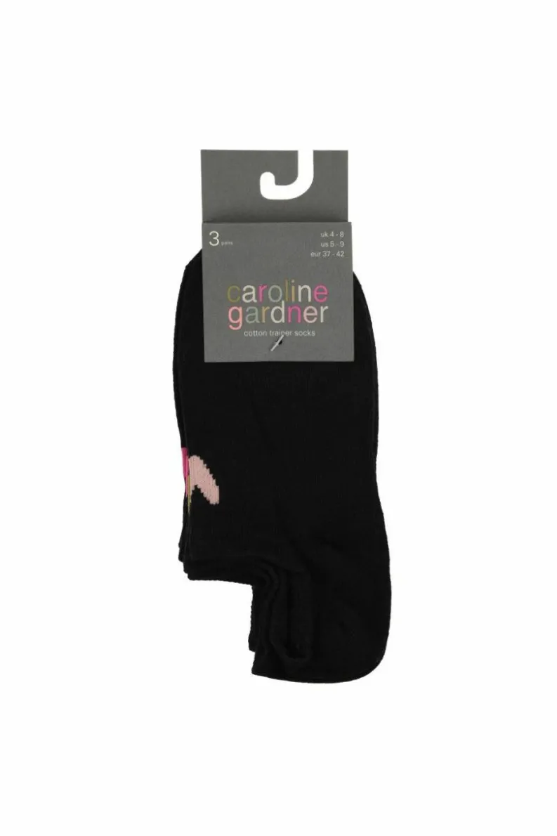 Tights & Socks|Tights & Socks*Caroline Gardner 3 Pair Pack Plain Trainer Liner Socks Black