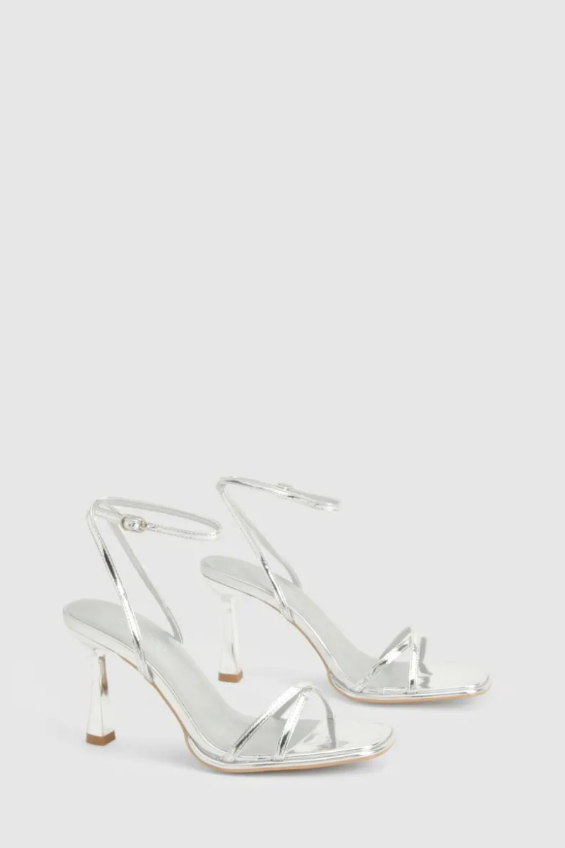 Heels*boohoo 2 Part Crossover Detail Heels silver
