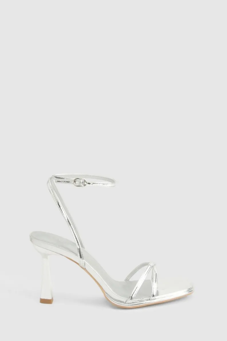 Heels*boohoo 2 Part Crossover Detail Heels silver