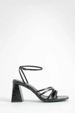 Sandals|Heels*boohoo 2 Part Flared Block Heel Sandals black