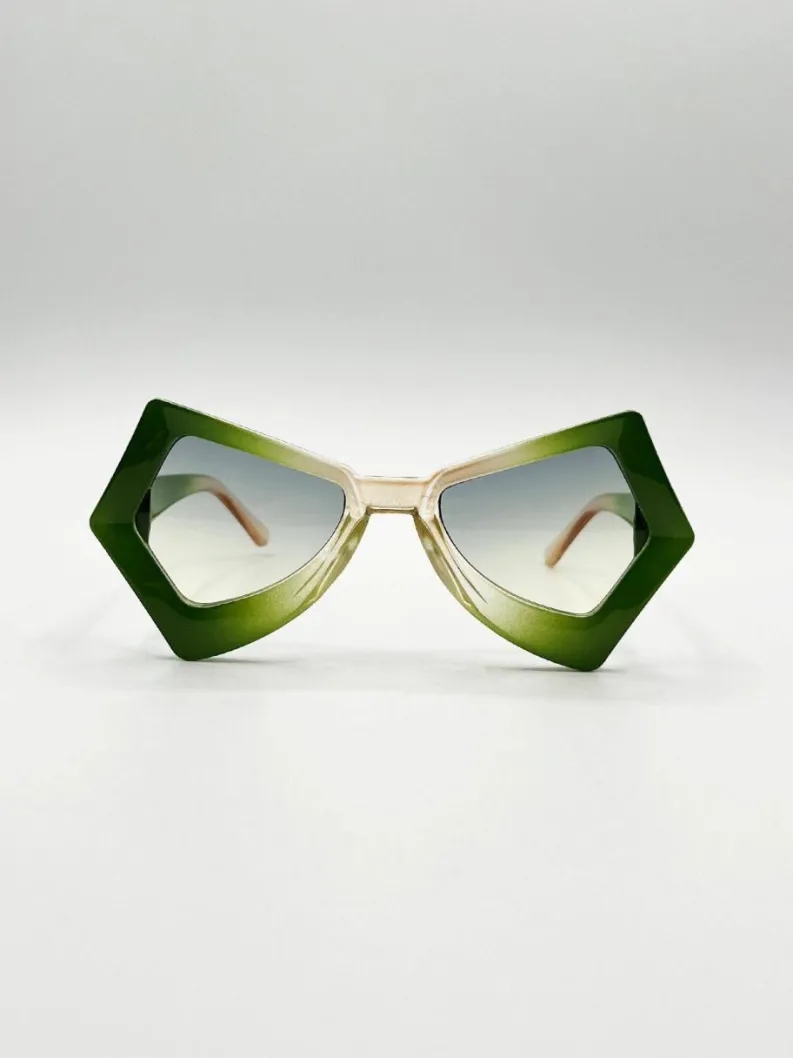 Sunglasses*SVNX 2 Tone Angular Sunglasses in Green