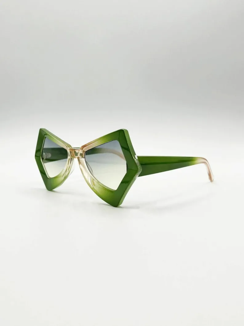 Sunglasses*SVNX 2 Tone Angular Sunglasses in Green