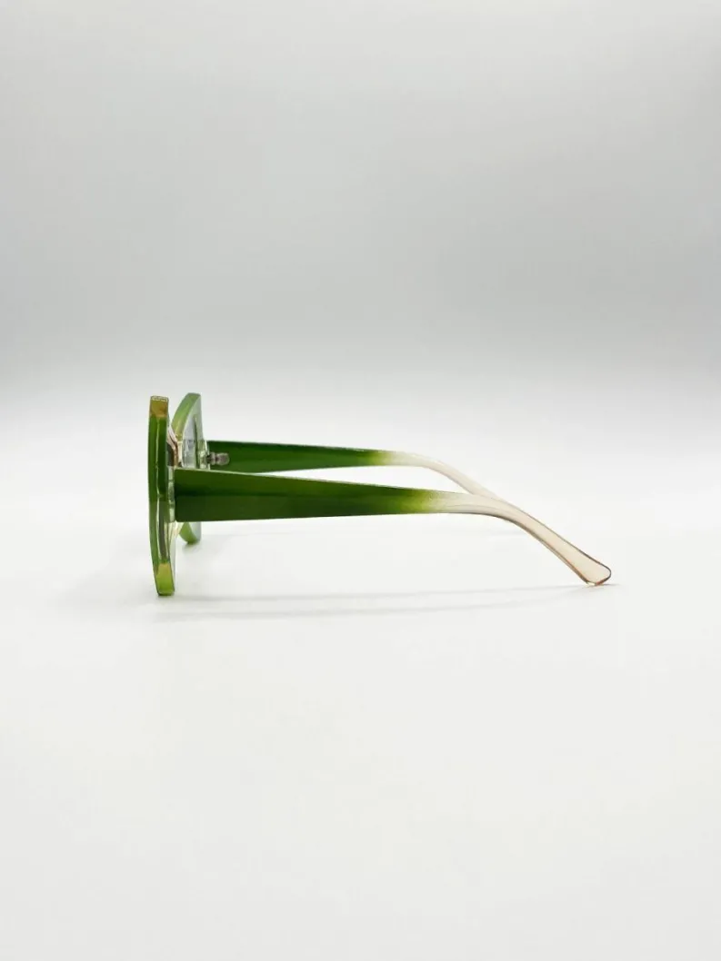 Sunglasses*SVNX 2 Tone Angular Sunglasses in Green