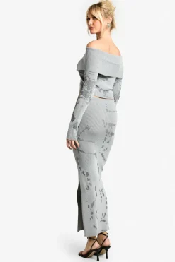 Knitted Co-Ords*boohoo Abstract Floral Knitted Skirt Co-ord grey