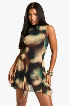 Skater Dresses|Mini Dresses*boohoo Abstract Godet Hem Mini Dress multi