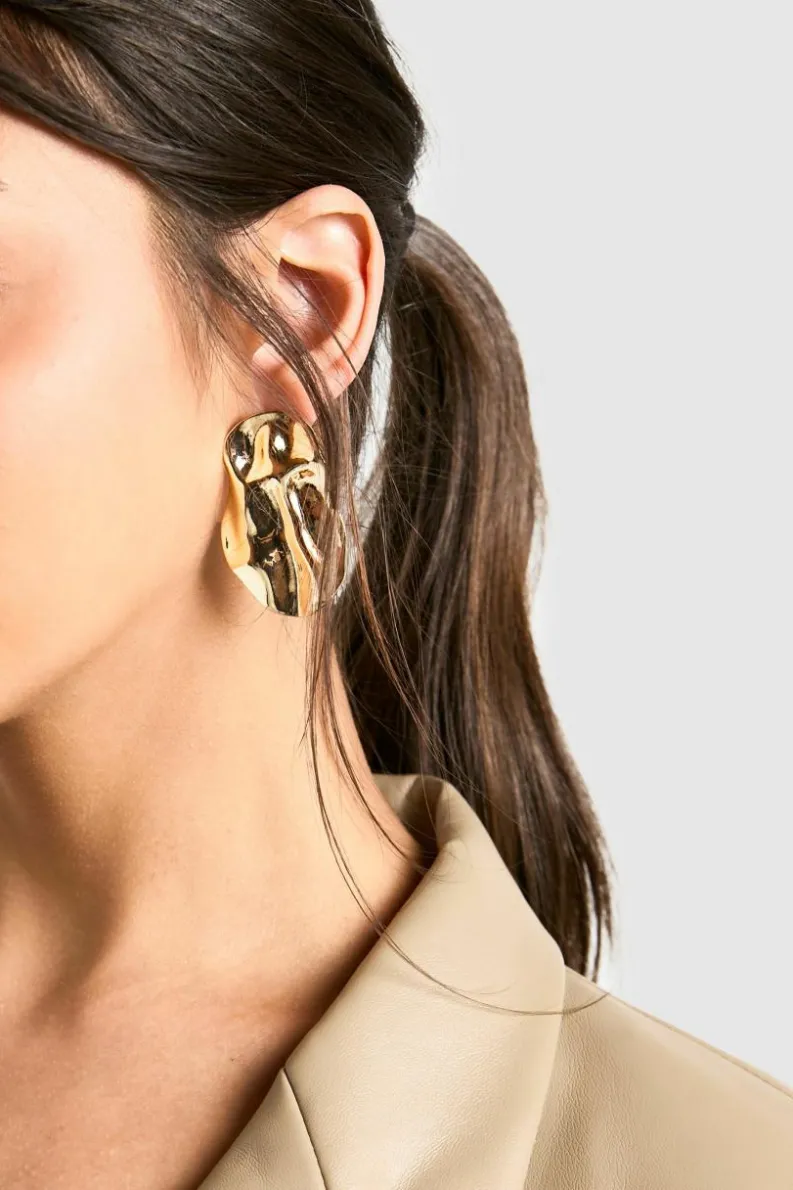 Statement Earrings*boohoo Abstract Stud Statement Earrings gold