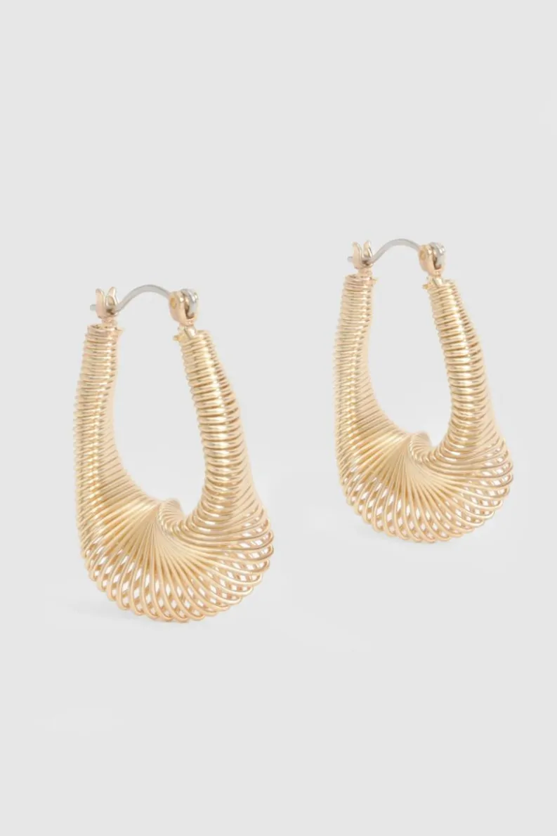 Statement Earrings|Earrings*boohoo Abstract Wavy Hoop Earrings gold