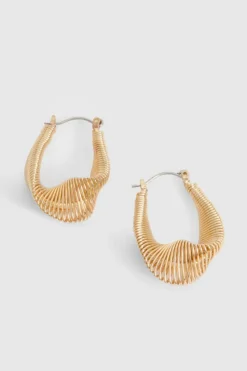 Statement Earrings|Earrings*boohoo Abstract Wavy Hoop Earrings gold