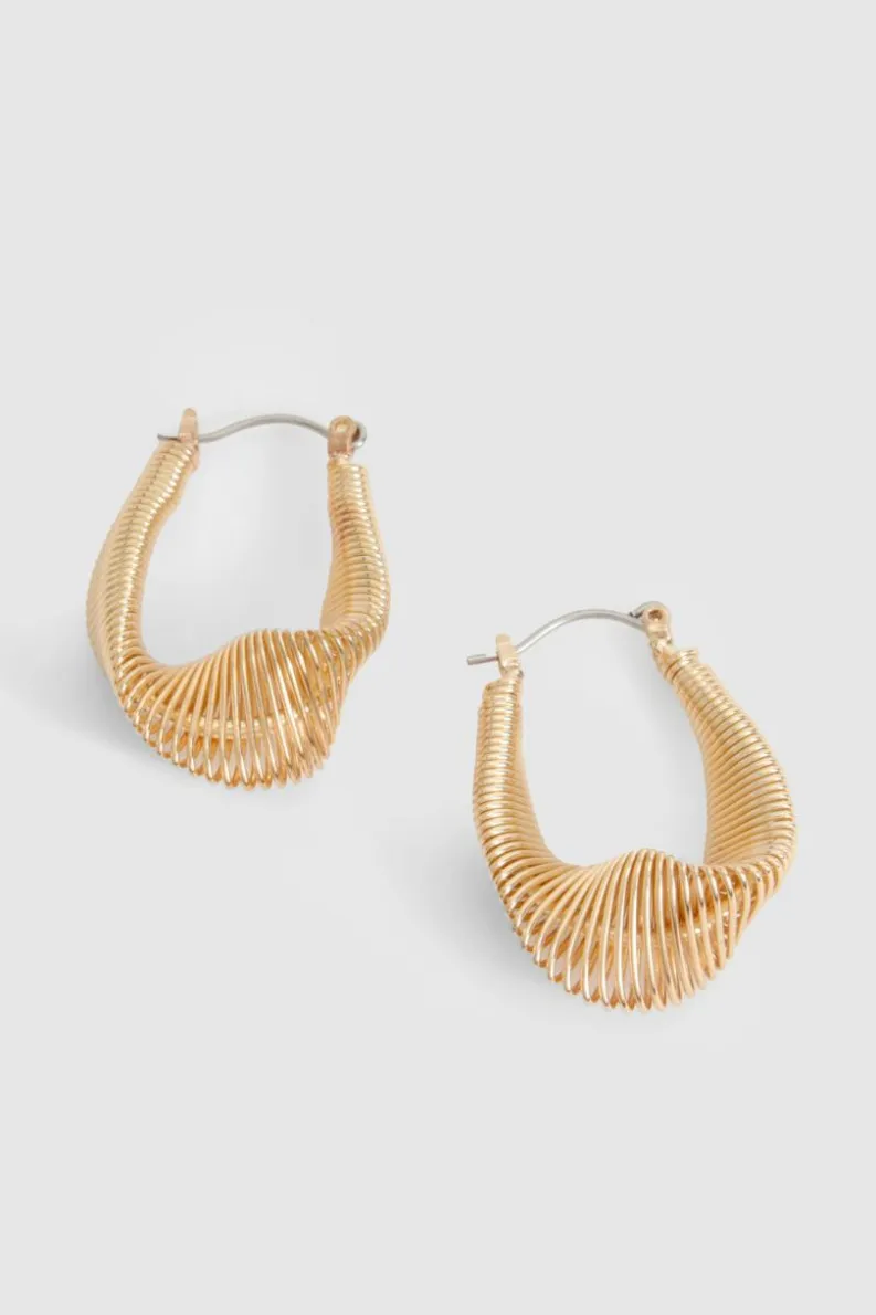 Statement Earrings|Earrings*boohoo Abstract Wavy Hoop Earrings gold