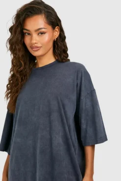 T-Shirt Dresses|Shirt Dresses*boohoo Acid Wash Oversized T-shirt Dress charcoal