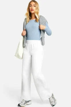 Knitted Tops*boohoo Acid Wash Rib Knit Bodysuit baby blue