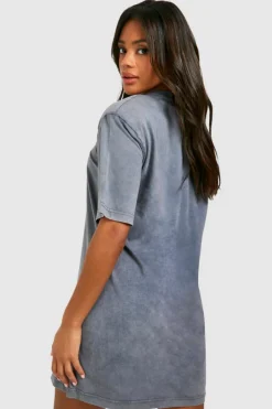 T-Shirt Dresses|Shirt Dresses*boohoo Acid Wash T-shirt Dress grey