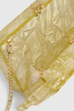 Handbags|Clutch Bags*boohoo Acrylic Shimmer Clutch Bag gold
