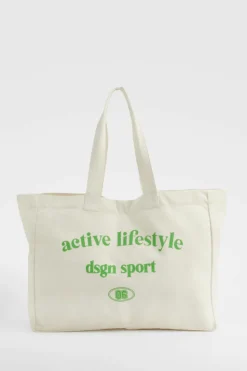 Handbags|Tote Bags*boohoo Active Lifestyle Oversized Canvas Tote Bag cream
