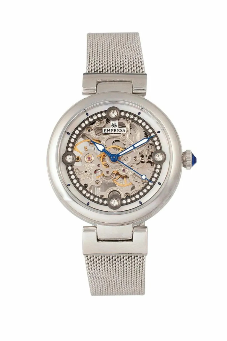 Watches*Empress Adelaide Automatic Skeleton Mesh-Bracelet Watch Silver