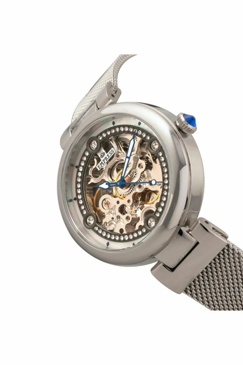 Watches*Empress Adelaide Automatic Skeleton Mesh-Bracelet Watch Silver