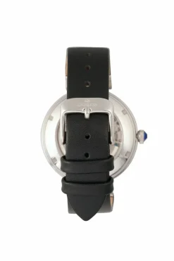 Watches*Empress Adelaide Automatic Skeleton Leather-Band Watch Black