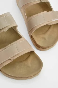 Sandals*boohoo Adjustable Strap Footbed Sliders taupe