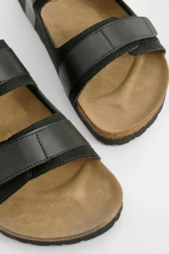 Sandals*boohoo Adjustable Strap Footbed Sliders black