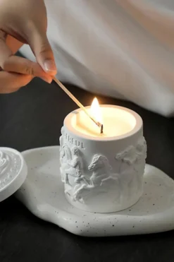 Candles & Diffusers|Candles*Living and Home Advanced Retro Cameo Scented Candle Home Fragrance Aromatherapy Decoration White