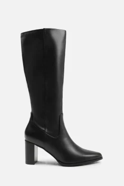 Heeled Boots|All Boots*Where's That From Alpha' Stretch Wide Calf Block Heel Knee High Boots With Stitch Detail Black