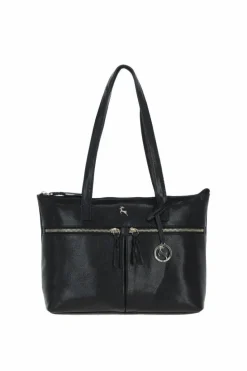 Shoulder Bags|Tote Bags*Ashwood Leather Amelia' Sleek Real Leather Tote Bag Black