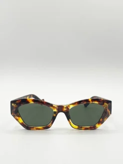 Sunglasses*SVNX Angular Frame Cat Eye Sunglasses Brown