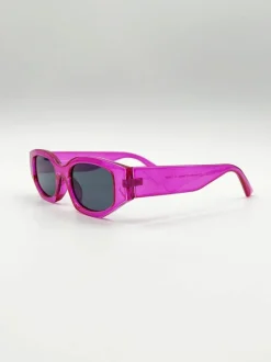 Sunglasses*SVNX Angular Sunglasses in Translucent Hot Pink