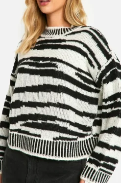 Jumpers|Knitwear*boohoo Animal Jacquard High Neck Jumper ivory